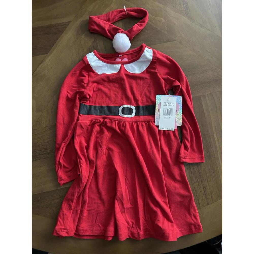 Freestyle Red Long Sleeve Christmas Girls Holiday Dress with Headband Sz 2T